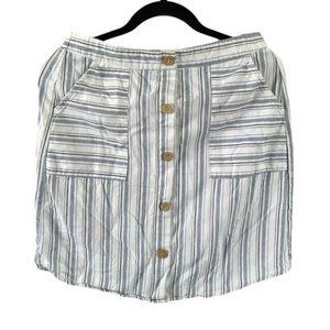Potter’s Pot Striped Button Front Skirt, Sz Medium
